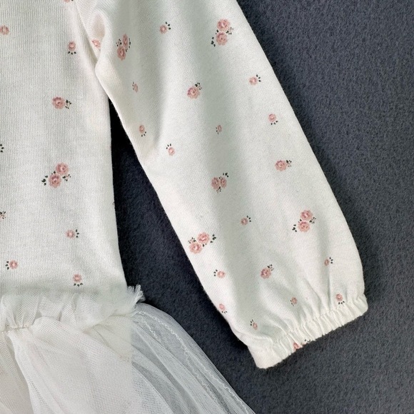 NWT ItsyBig White Floral Tulle Skirt Snap Closures Footed Onepiece Outfit 9M - Picture 4 of 13